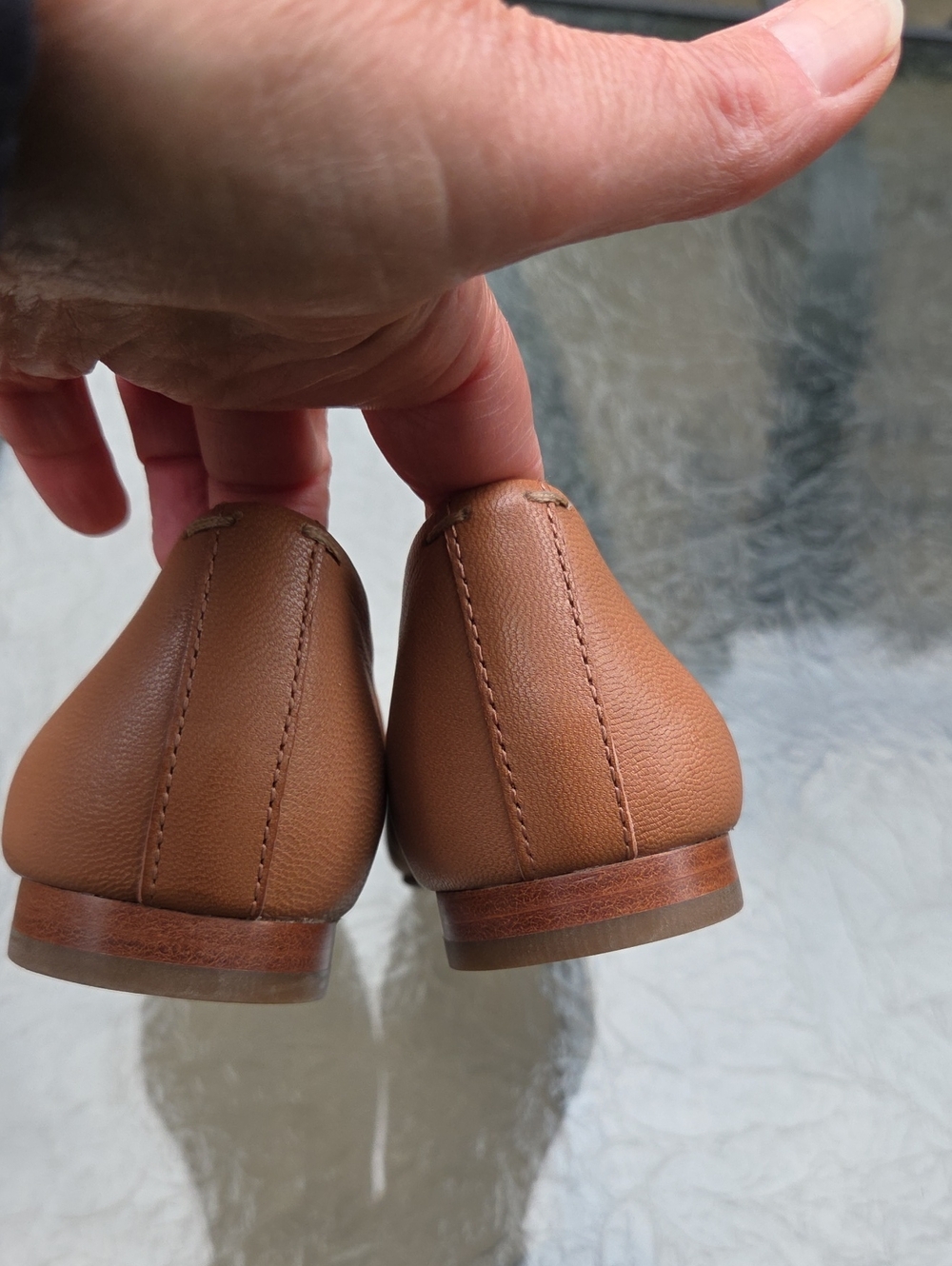 Frye Dana Sweetheart Ballet Flat Cognac Leather Square Toe Slipon Shoes Size 8.5 - Picture 6 of 11